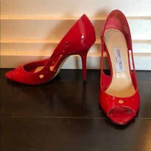 Jimmy Choo Shoes - Jimmy Choo red patent leather open tie pump. Jimmy Choo Shoes - Jimmy Choo red patent leather open tie pump.